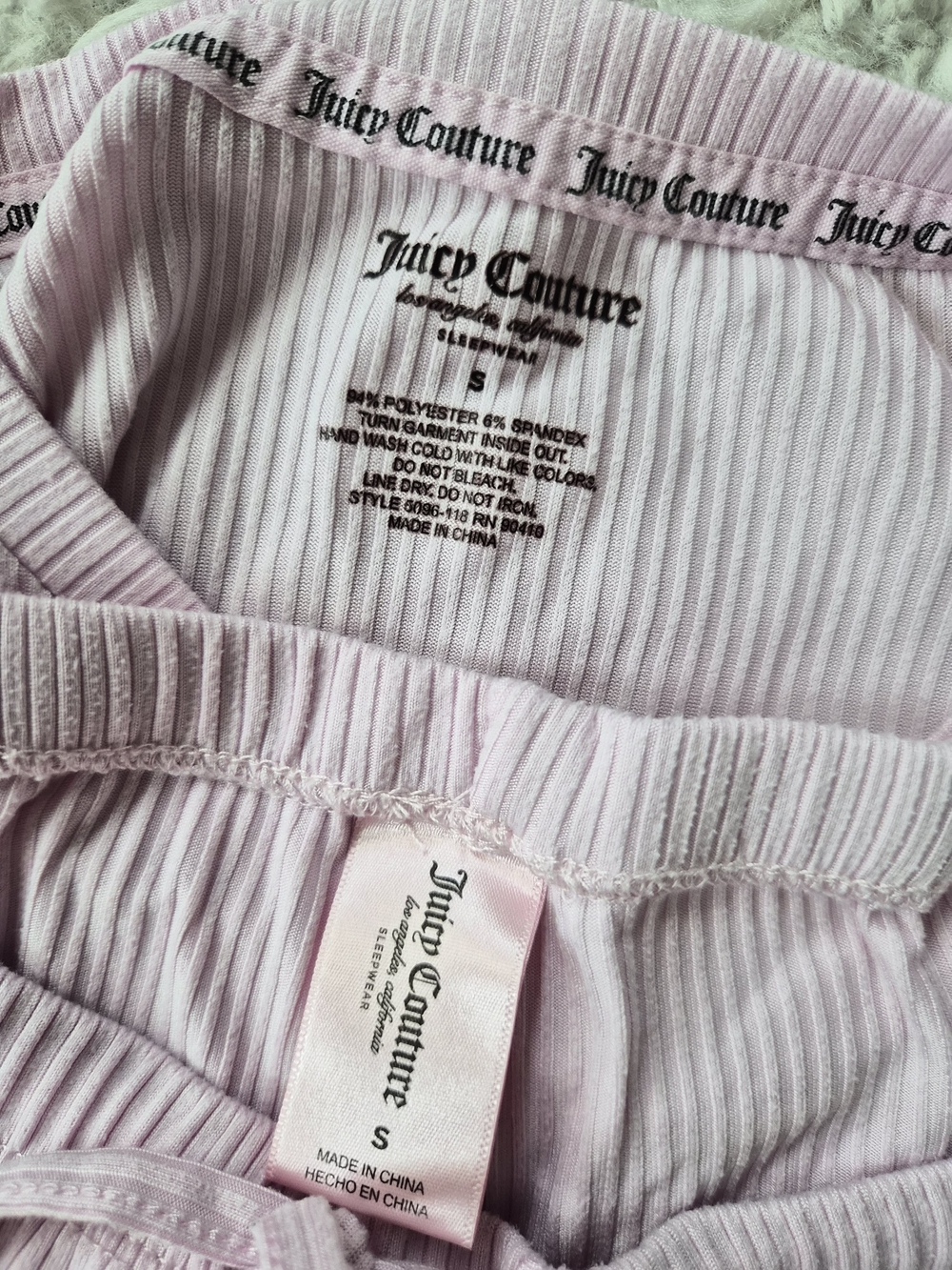Juicy Couture Y2K Pink Ribbed Rhinestone Pajama Set - Small - Picture 12 of 16